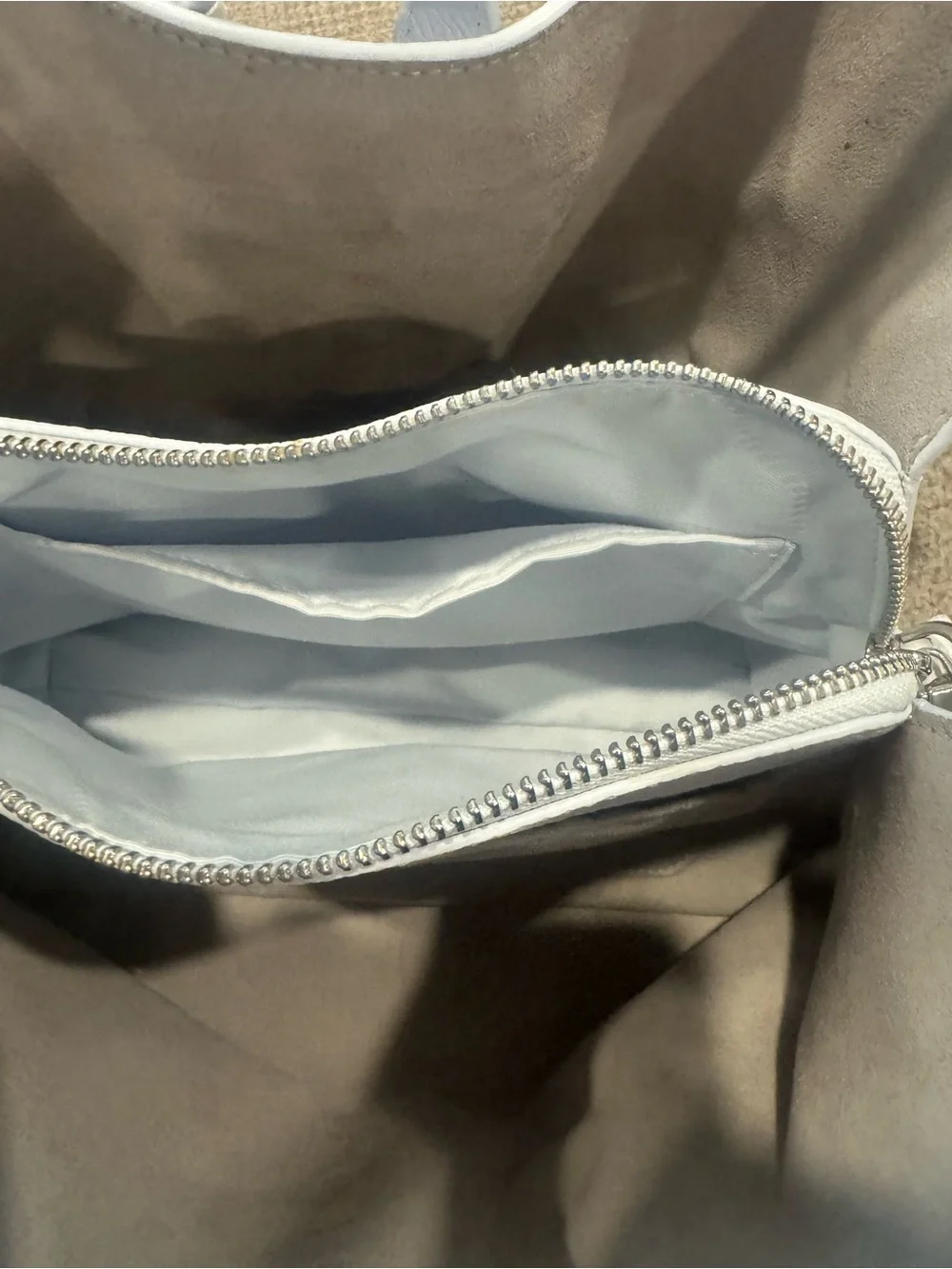 Minimalist light blue Leather Shoulder Bag